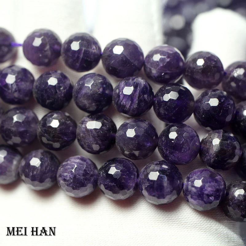 Meihan 10mm Amethyst Quartz Faceted Round Loose Beads