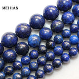 Meihan Natural Lapis Lazuli 9-10mm Smooth Round Loose Beads