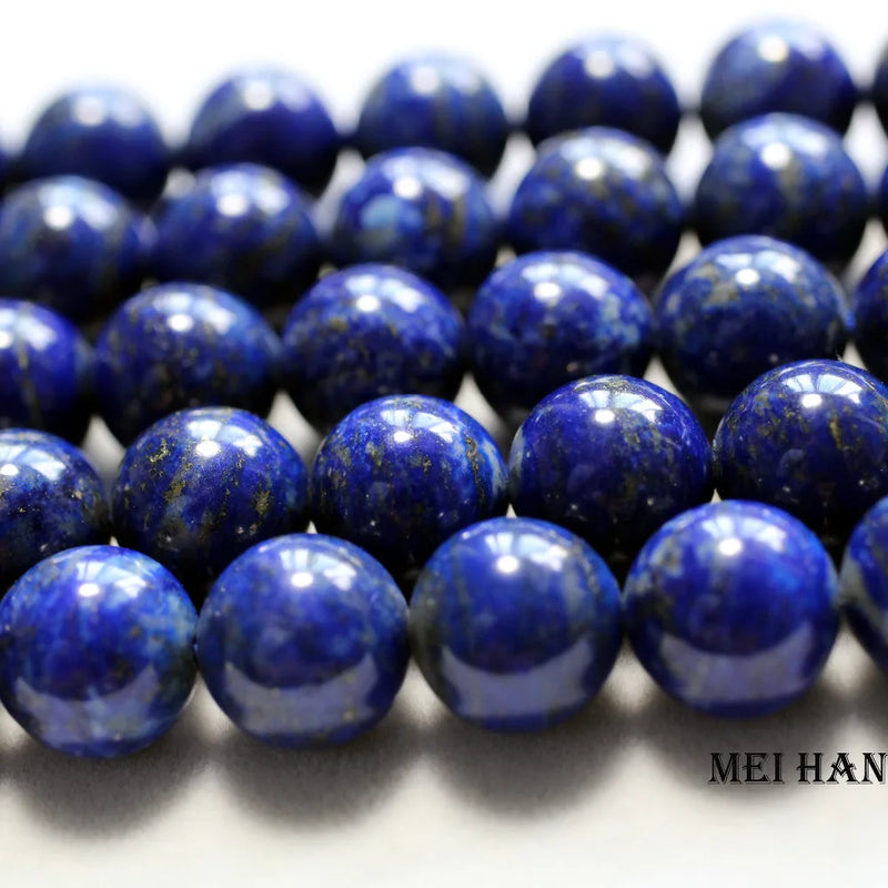 Meihan Natural Lapis Lazuli 9-10mm Smooth Round Loose Beads
