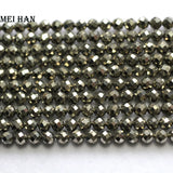 Meihan Pyrite Faceted Round Stone Beads 4?0.2mm Natural (3 Strand/Set)