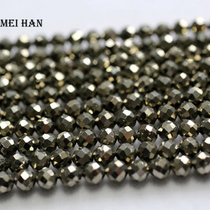 Meihan Pyrite Faceted Round Stone Beads 4?0.2mm Natural (3 Strand/Set)