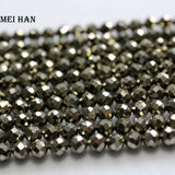 Meihan Pyrite Faceted Round Stone Beads 4?0.2mm Natural (3 Strand/Set)