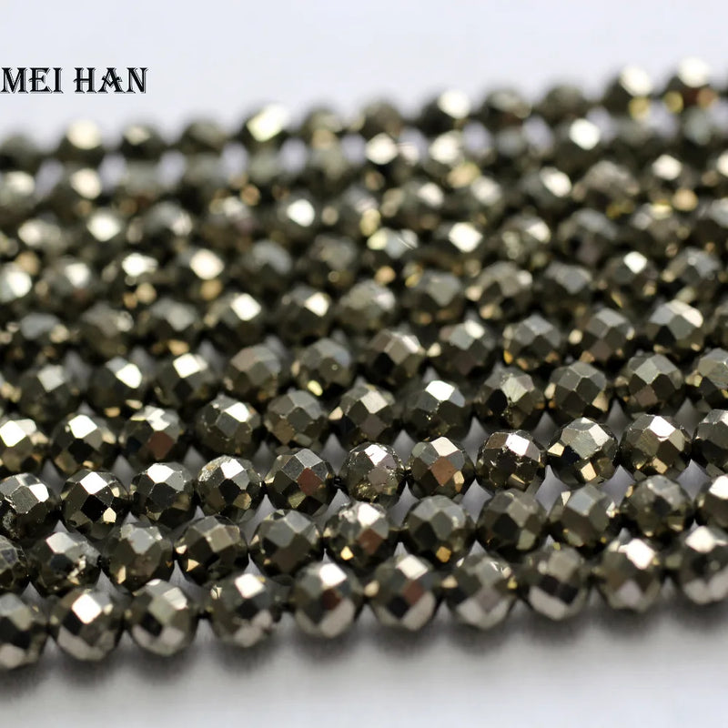 Meihan Pyrite Faceted Round Stone Loose Beads 4?0.2mm