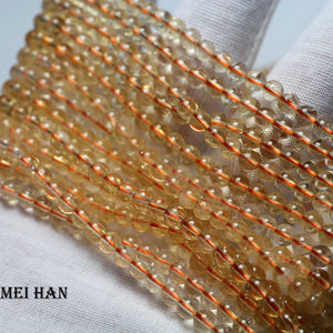 Meihan 4-5mm Clear Citrine Yellow Quartz Round Beads Set