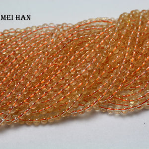 Meihan 4-5mm Clear Citrine Yellow Quartz Round Beads Set