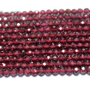 Meihan Red Garnet 3mm Faceted Round Seed Loose Beads Set