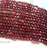 Meihan Red Garnet 3mm Faceted Round Seed Loose Beads Set