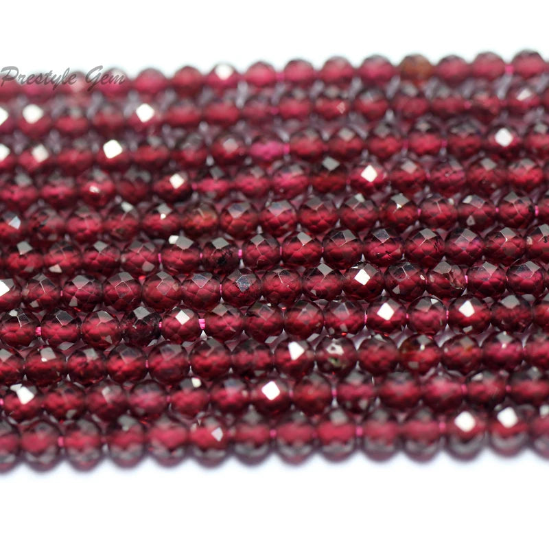 Meihan Red Garnet 3mm Faceted Round Seed Loose Beads Set