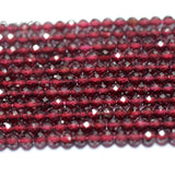 Meihan Red Garnet 3mm Faceted Round Seed Loose Beads Set