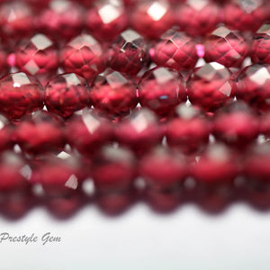Meihan Red Garnet 3mm Faceted Round Seed Loose Beads Set