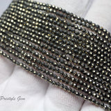 Meihan 2mm Pyrite Faceted Round Stone Beads for DIY Jewelry Making