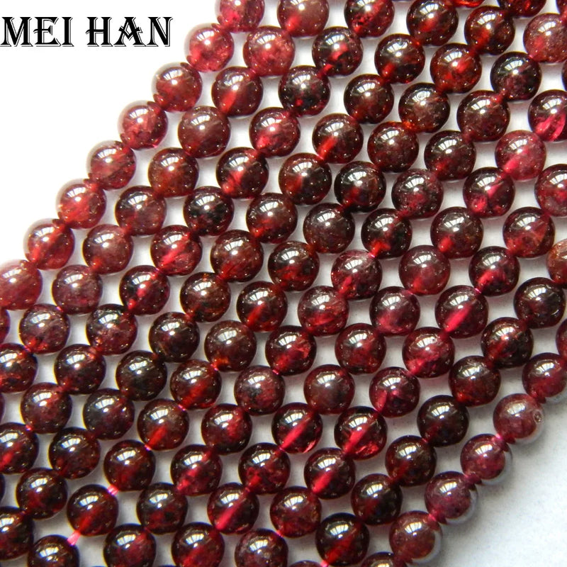 Meihan 4mm Red Natural Garnet Round Loose Beads Set