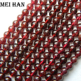 Meihan 4mm Red Natural Garnet Round Loose Beads Set