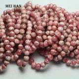 Meihan A+ Rhodochrosite Smooth Round Beads for Jewelry Making