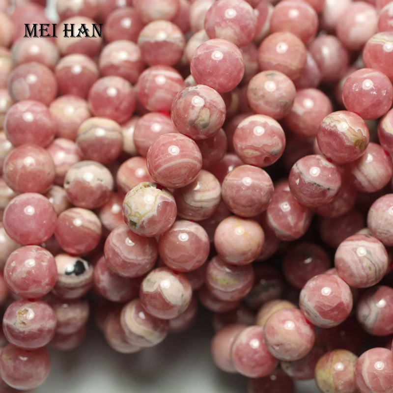 Meihan A+ Rhodochrosite Smooth Round Beads for Jewelry Making