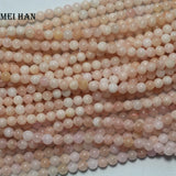 Meihan 6-6.5mm Morganite Smooth Round Beads for Jewelry Making