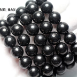 Meihan Shungite 12mm Smooth Round Loose Beads for Jewelry Making