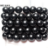 Meihan Shungite 12mm Smooth Round Loose Beads for Jewelry Making