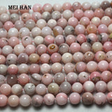 Meihan 8mm Pink Opal Smooth Round Beads for Jewelry Making DIY