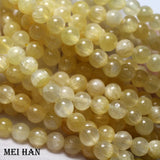 Meihan Natural Yellow Selenite Calcite Smooth Round Loose Beads Set