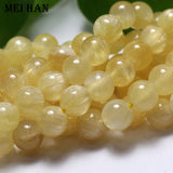 Meihan Natural Yellow Selenite Calcite Smooth Round Loose Beads Set