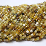 Meihan 4mm Yellow Opal Faceted Cube Beads Set for Jewelry Making