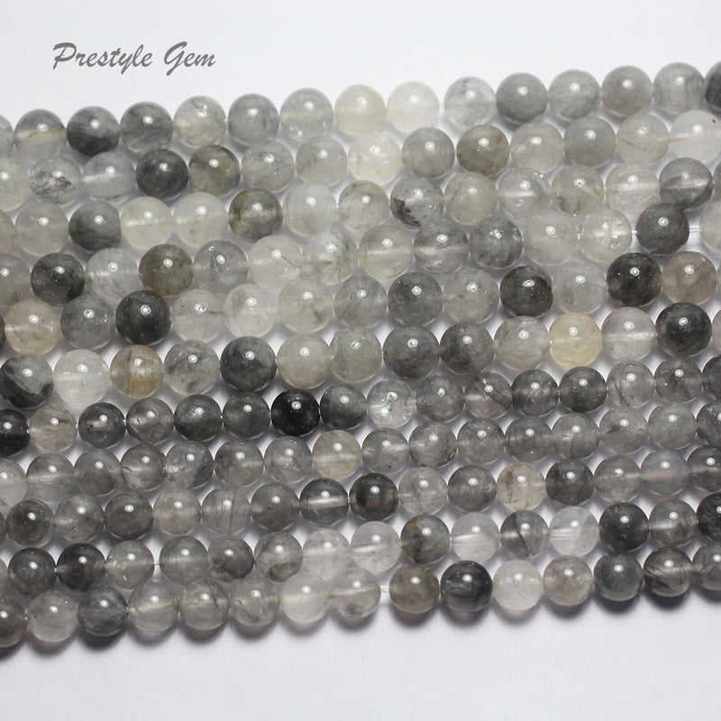 Meihan 8mm Cloud Quartz Crystal Round Loose Beads (2 strands/set)