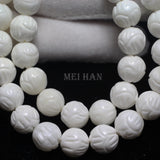 Meihan 10mm Tridacna Stone Carved Flower Beads Set