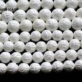 Meihan 10mm Tridacna Stone Carved Flower Beads Set