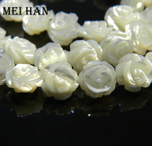 Meihan 8mm & 10mm Shell Loose Beads Rose Carved Shape Set for DIY
