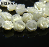 Meihan 8mm & 10mm Shell Loose Beads Rose Carved Shape Set for DIY