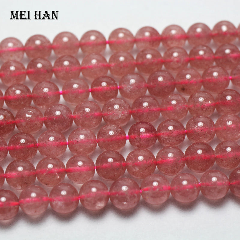 Meihan Natural 8+-0.2mm Strawberry Quartz Crystal Beads Round
