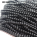 Meihan Natural 4mm Jet Smooth Round Loose Beads (3 Strands/Set)