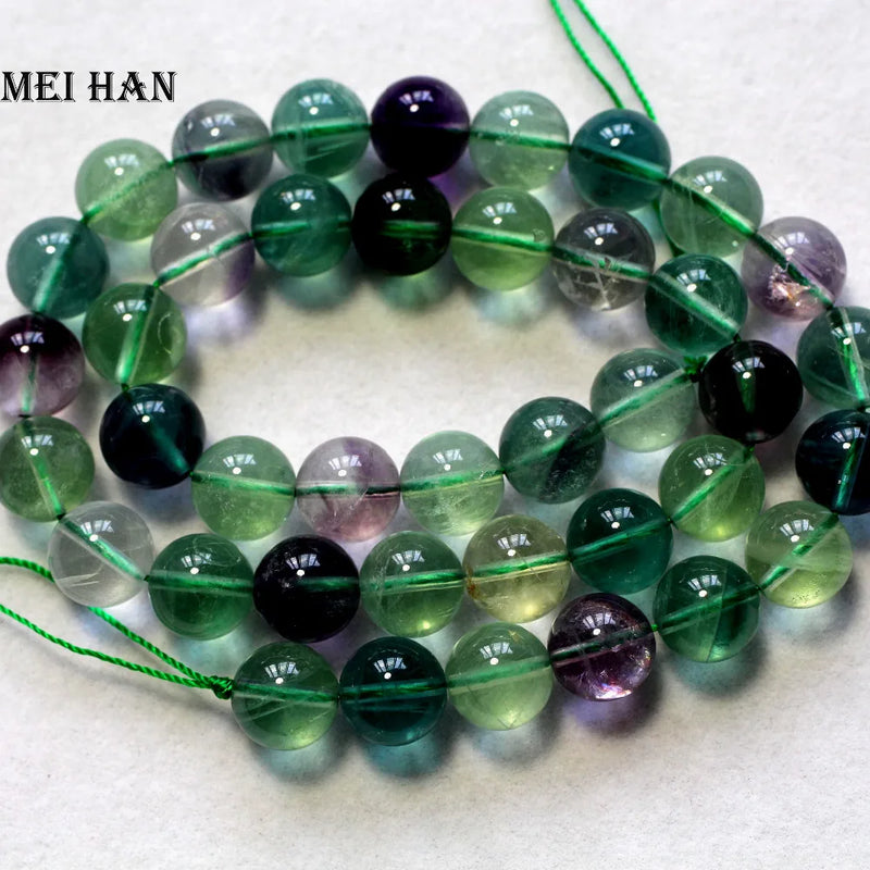 Meihan 10mm A+ Colorful Fluorite Round Beads for Jewelry Making