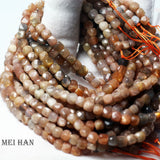 Meihan 4.5*4.5mm Sunstone Faceted Cube Loose Beads