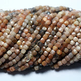 Meihan 4.5*4.5mm Sunstone Faceted Cube Loose Beads