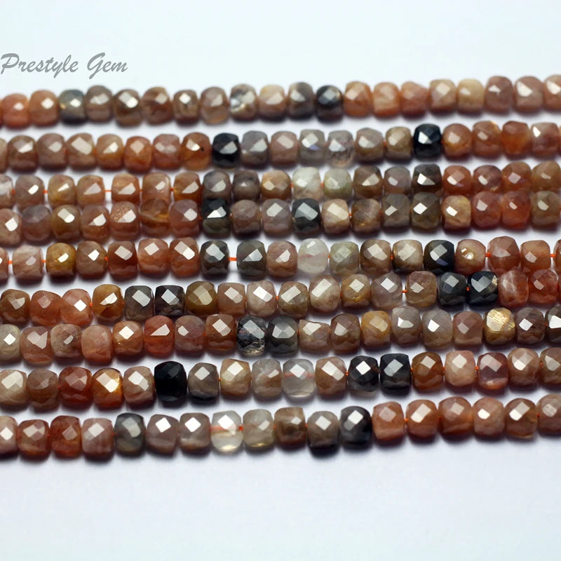 Meihan 4.5*4.5mm Sunstone Faceted Cube Loose Beads
