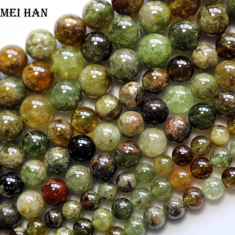 Meihan Natural Green Garnet 6mm Smooth Round Loose Beads