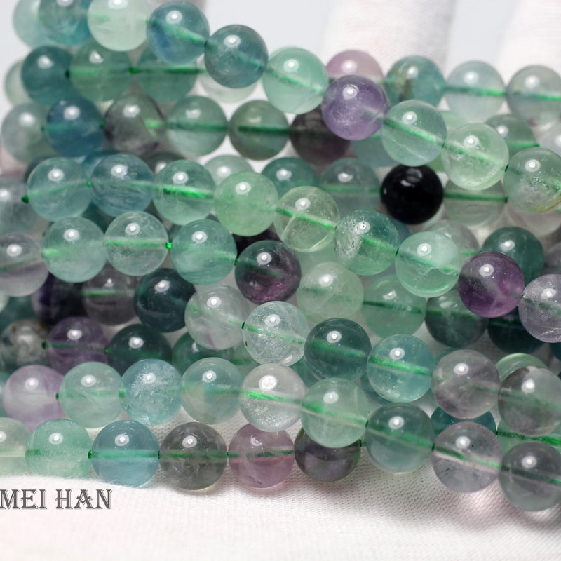 Colorful Fluorite Smooth Round Beads for Jewelry Making