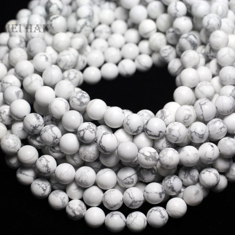 Meihan 6mm 8mm 10mm Natural Howlite Matte Round Beads Stone