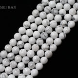 Meihan Howlite Smooth Round Beads Stone for Jewelry Making