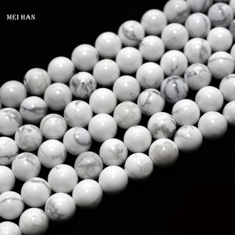 Meihan Howlite Smooth Round Beads Stone for Jewelry Making