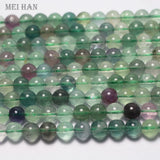 Meihan 6mm Natural Fluorite Round Beads for Jewelry Making