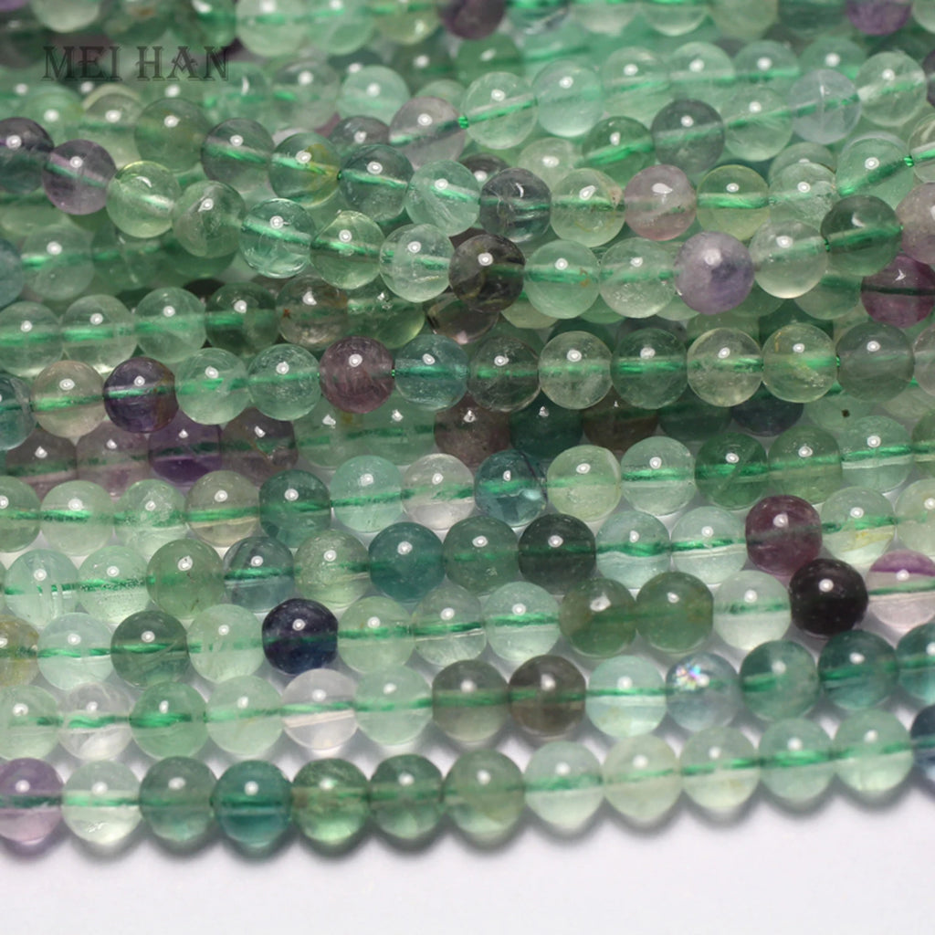 Meihan 6mm Natural Fluorite Round Beads for Jewelry Making