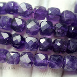 Natural Amethyst 8*8mm Faceted Cube Beads for Jewelry DIY