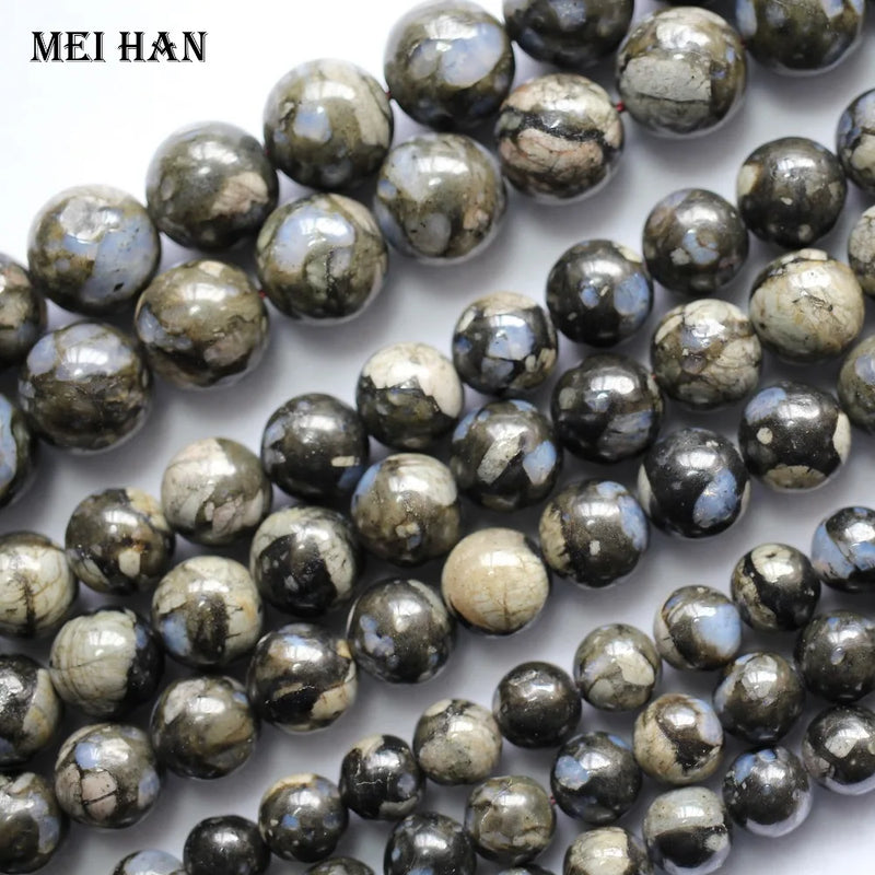 Meihan 8mm 10mm 12mm Grey Opal Llanite Round Loose Beads
