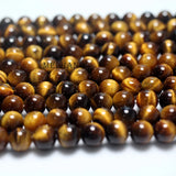 Natural Brown Tiger Eye Smooth Round Stone Beads for Jewelry Making