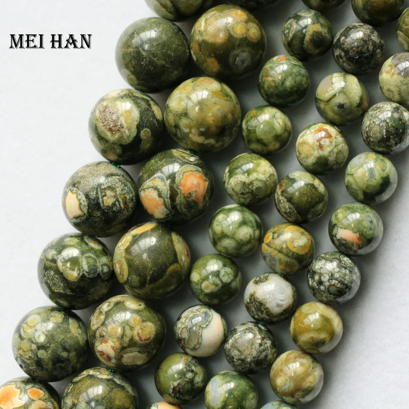 Meihan Natural Rhyolite Smooth Round Loose Beads for Jewelry Making