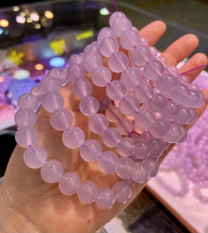 Meihan Lavender Chalcedony Round Beads for DIY Jewelry Making