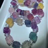 Meihan Natural Fluorite Carved Clouds Beads Bracelet
